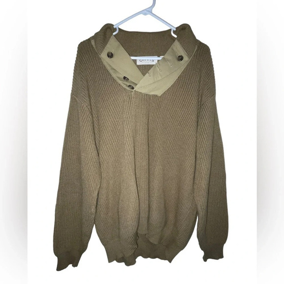 Orvis Men’s Cable Knit Mechanics Style Shawl Sweater Brown Elbow Patch Size XL - Picture 5 of 5